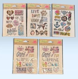 53pcs Crafter’s Square Puffy Paper Craft Stickers Autocollants, Scrapbooking
